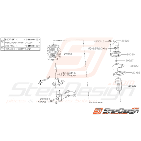 Schéma d'Amortisseur Avant Origine Subaru STI 200435331