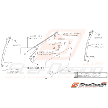 Schéma de Lèche-vitre Avant Origine Subaru GT 1999 - 200035334