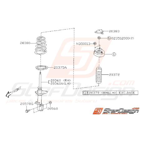 Schéma d'Amortisseur Arrière Origine Subaru STI 200435337