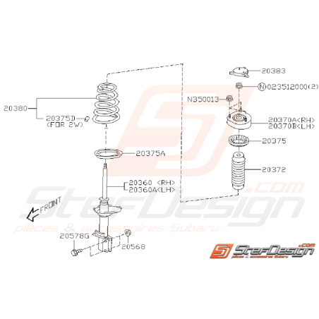 Schéma d'Amortisseur Arrière Origine Subaru WRX 2001 - 200235344