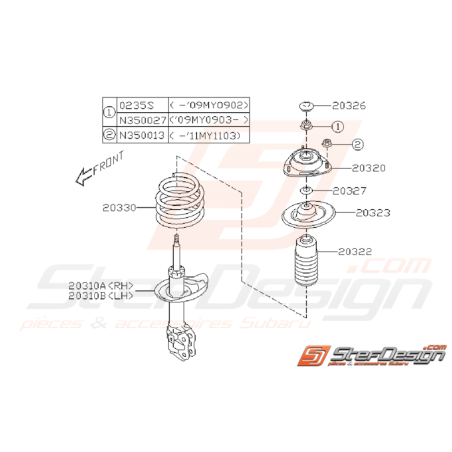 Schéma d'Amortisseur Avant Origine Subaru STI 2008 - 201035350