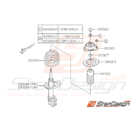 Schéma d'Amortisseur Avant Origine Subaru STI 2011 - 201435352