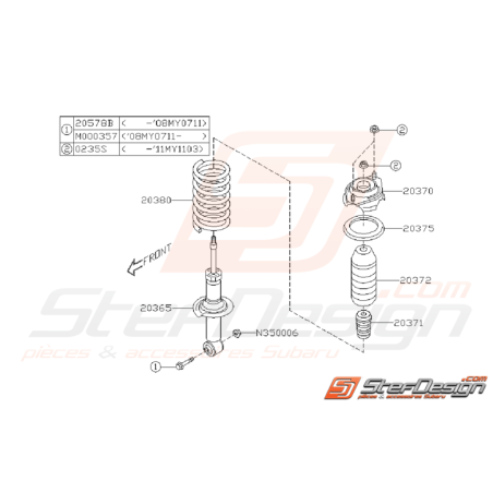 Schéma d'Amortisseur Arrière Origine Subaru WRX 2008 - 200935354