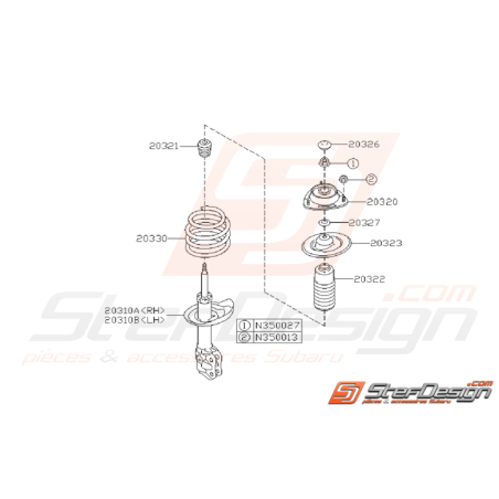 Schéma d'Amortisseur Avant Origine Subaru WRX 2008 - 200935355
