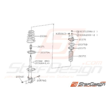 Schéma Amortisseur Arrière Origine SUBARU GT 1993 - 199635366