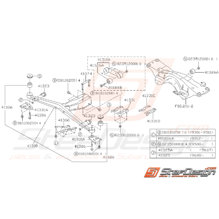 Schéma de Support de Pont Origine SUBARU GT 1994 - 199635367