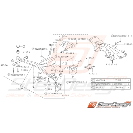 Schéma de Support de Pont Origine SUBARU GT 1999 - 200035369