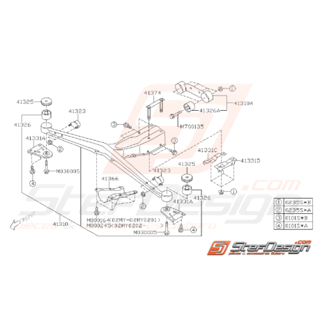 Schéma de Support de Pont Origine SUBARU WRX STI 200235371