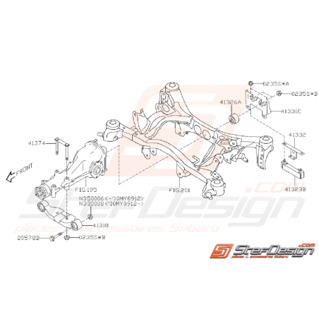 Schéma de Support de Pont Origine Subaru WRX 2008 - 201135376