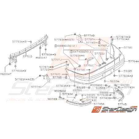 Schéma de Pare Choc Arrière Origine SUBARU GT 1993 - 199635379