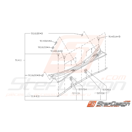 Schéma de Baie de Pare-Brise Origine SUBARU GT 1993 - 200035380