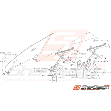 Schéma Mécanisme de Vitre Avant Origine SUBARU GT 1993 - 200035385