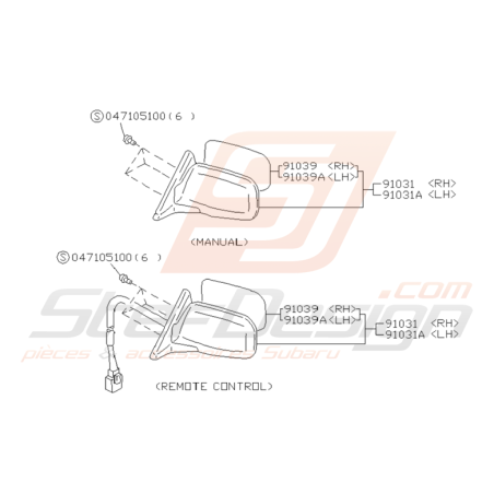 Schéma de Rétroviseur Origine SUBARU GT 1993 - 200035390