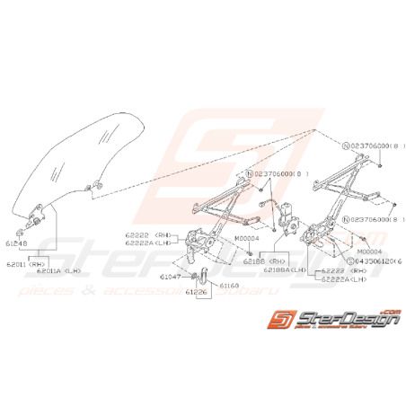 Schéma Mécanisme Lève-vitre Arrière Origine SUBARU GT 93 - 0035393