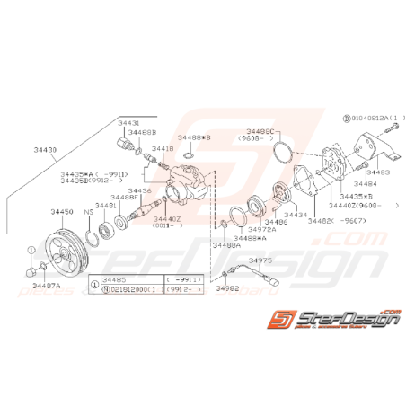 Schéma Pompe de Direction Assistée Origine Subaru GT 1999 - 200035396