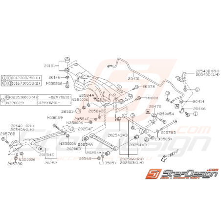 Schéma de Train Arrière Origine SUBARU STI 200235402