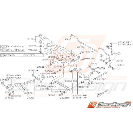 Schéma de Train Arrière Origine SUBARU WRX 2003 - 200535404