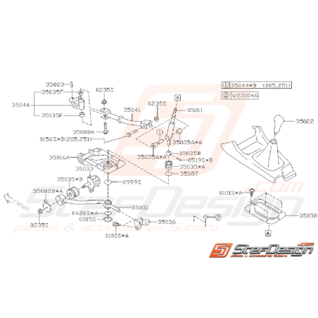 Schéma Levier de Vitesse Boite 5 vitesses Origine SUBARU WRX 01- 0535413