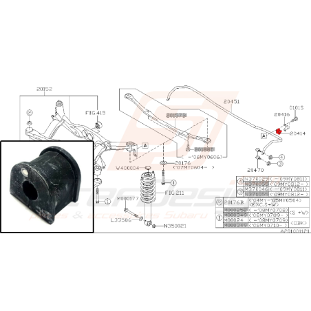 Silent-bloc de barre stabilisatrice arrière pour subaru legacy 200735432