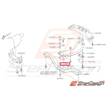 Silent bloc de traverse de support de boite  SUBARU WRX / STI  / diesel 08+35437