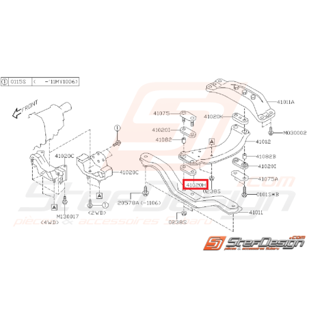 Silent bloc de traverse de support de boite  SUBARU WRX / STI  / diesel 08+35439