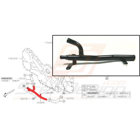 Durite de refroidisseur d'huile pour subaru legacy Spec-B35442