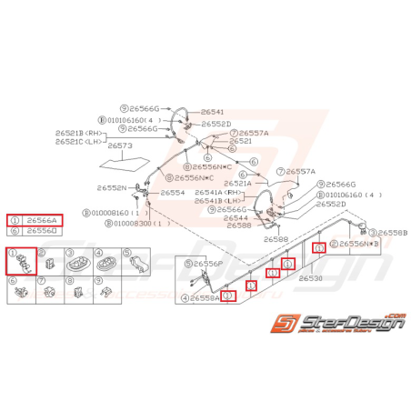 Attache origine Subaru pour Impreza GT 1993-2000 (plus fabriqué)35470