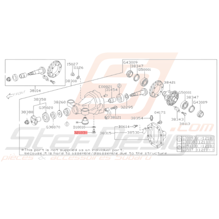 Bouchon Vidange de pont Origine Subaru BRZ 2013-201935530