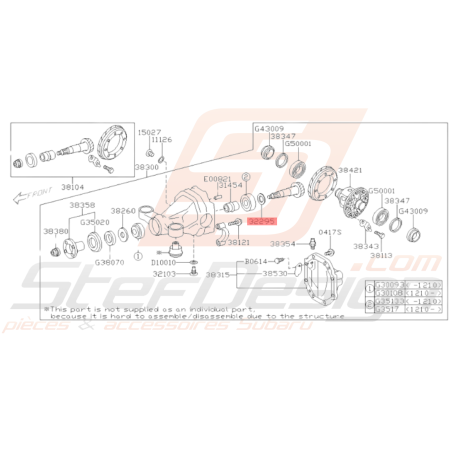 Entretoise Pignon D'attaque Origine Subaru BRZ 2013-201935542