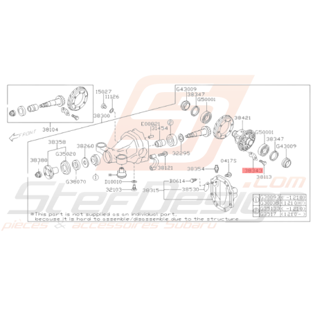Plaque anneau pignon Origine Subaru BRZ 2013-201935572