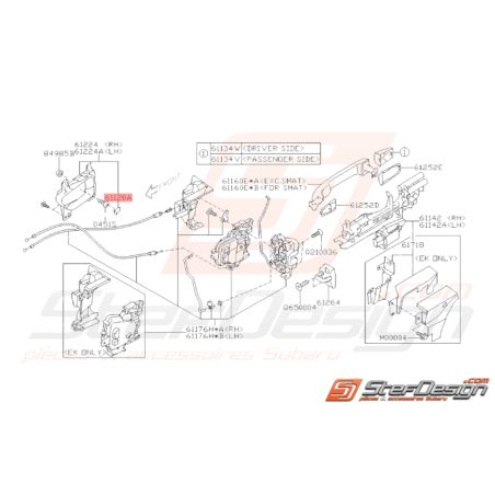 Cache vis poignée de porte avant / arrière Origine Subaru WRX STI 01-14 BRZ 13-1935576