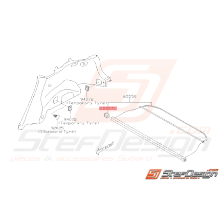 Support Cache de Tonneau Droit Origine Subaru WRX STI 2008 - 201435618