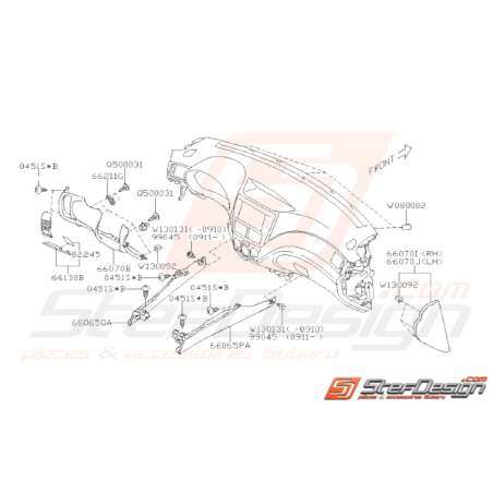 Schéma Fixation de Tableau de bord Origine Subaru WRX STI 2008 - 201435633