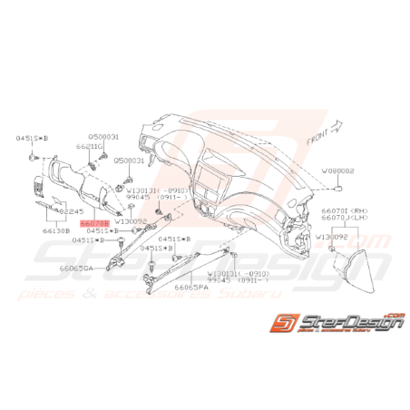 Couvercle Inférieur Tableau de Bord Origine Subaru WRX 2009 - 201035640