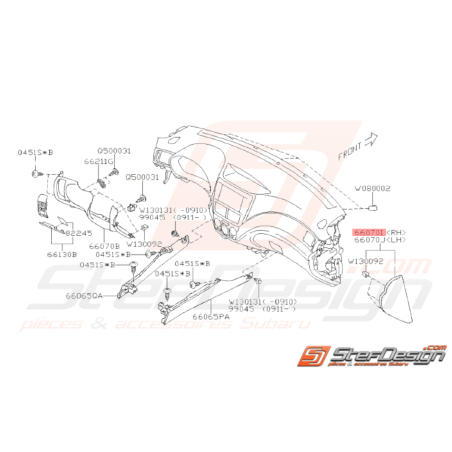 Couvercle Tableau de Bord Origine Subaru WRX STI 2008 - 201435650