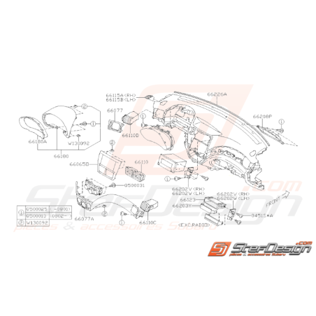 Schéma Tableau de bord Partie Haute Origine Subaru STI 2008 - 201435653