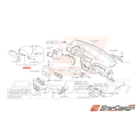 Pare Soleil de Compteur Origine Subaru WRX 2009 - 201035656