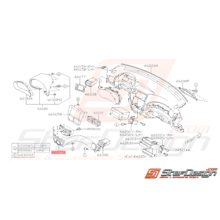 Garniture de Tableau de Bord Origine Subaru WRX 2008 - 201035681