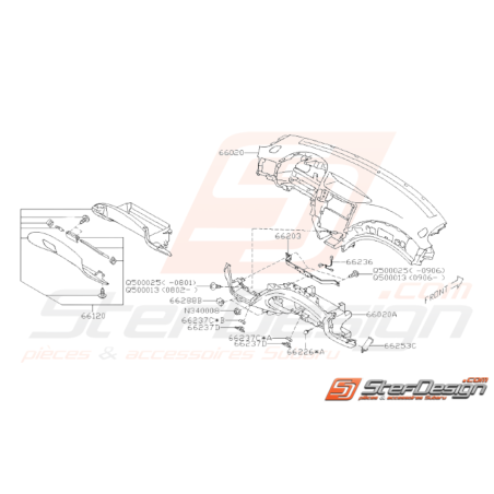 Schéma Tableau de bord Partie Basse Origine Subaru WRX STI 2008 - 201435691