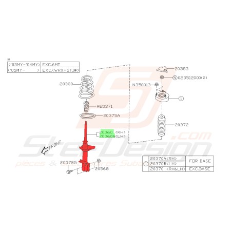 Amortisseur arrière origine pour subaru impreza WRX 2006 break35700