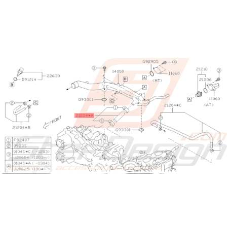 Ensemble Durite Pré-Chauffage Origine Subaru BRZ 2013 - 201935812