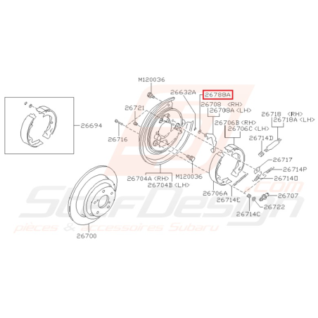 Rondelle frein arrière Origine Subaru Impreza GT 93-00 STI/WRX 01-14 FORESTER 97-02/05-0736022