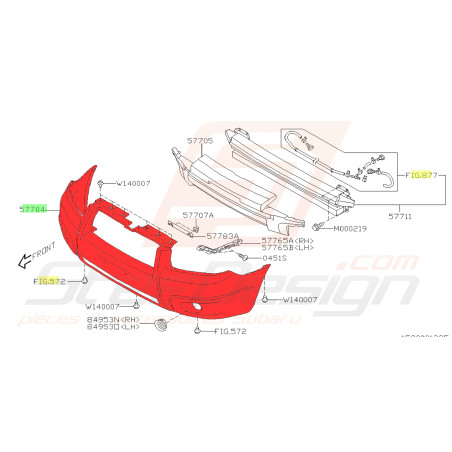 Pare-choc avant pour Subaru Forester 2.5l XT 200536081