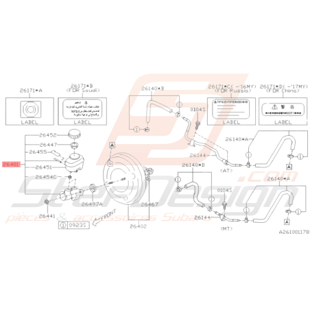 Maitre Cylindre de Frein Origine Subaru BRZ 2013 - 201936167