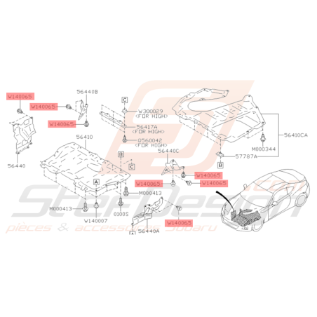 Clips passage de roue et pare choc arrière WRX STI Forester BRZ36251