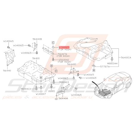 Attache (support) garde-boue GT du 08/99 a 01 WRX/STI 01-14 BRZ 13-19 Forester Turbo 01/00-0236260