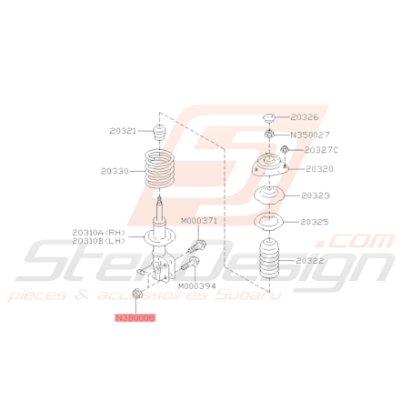 Écrou de fixation d'amortisseur avant SUBARU WRX STI 13/07/08 - 14 BRZ GT8636317