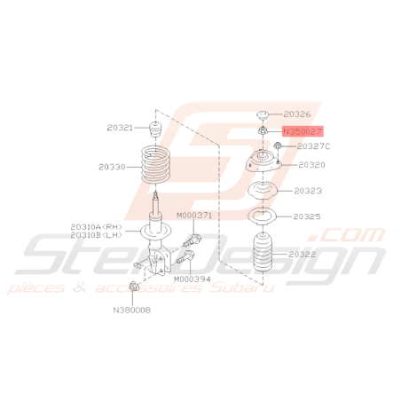 Écrou N°2 auto-bloquant Subaru Impreza GT WRX STI BRZ36340