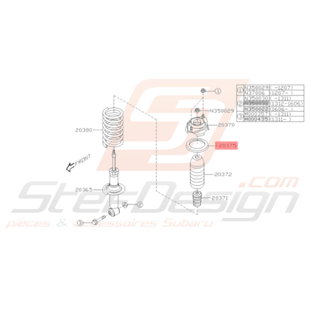 Siège caoutchouc amortisseur arrière Subaru WRX 08-10 STI 08-14 BRZ 13-1936349