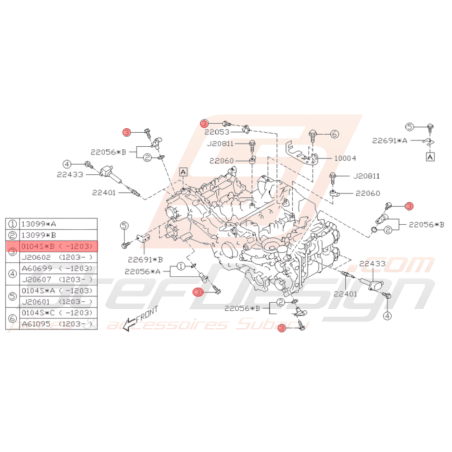Vis fixation tuyaux Modine Subaru GT 93-00 WRX STI 01-20/05/09 BRZ 1336404